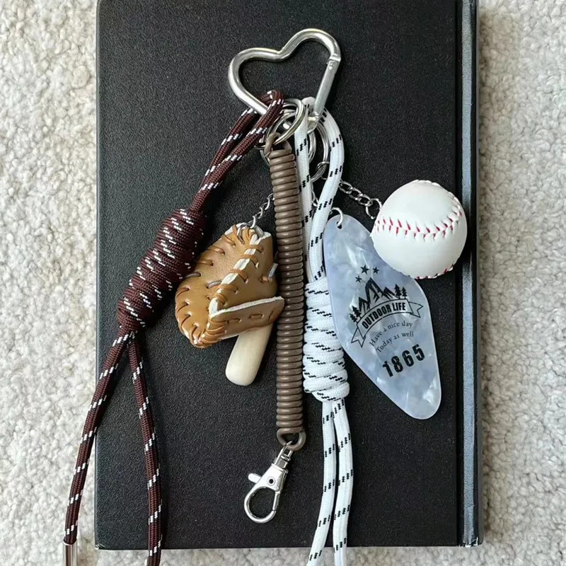 Ins Baseball Car Keychain Niche Personality Spring Bag Pendant Handmade Woven Hanging Rope Bag Accessory Couple Girl Gifts 250311CJ
