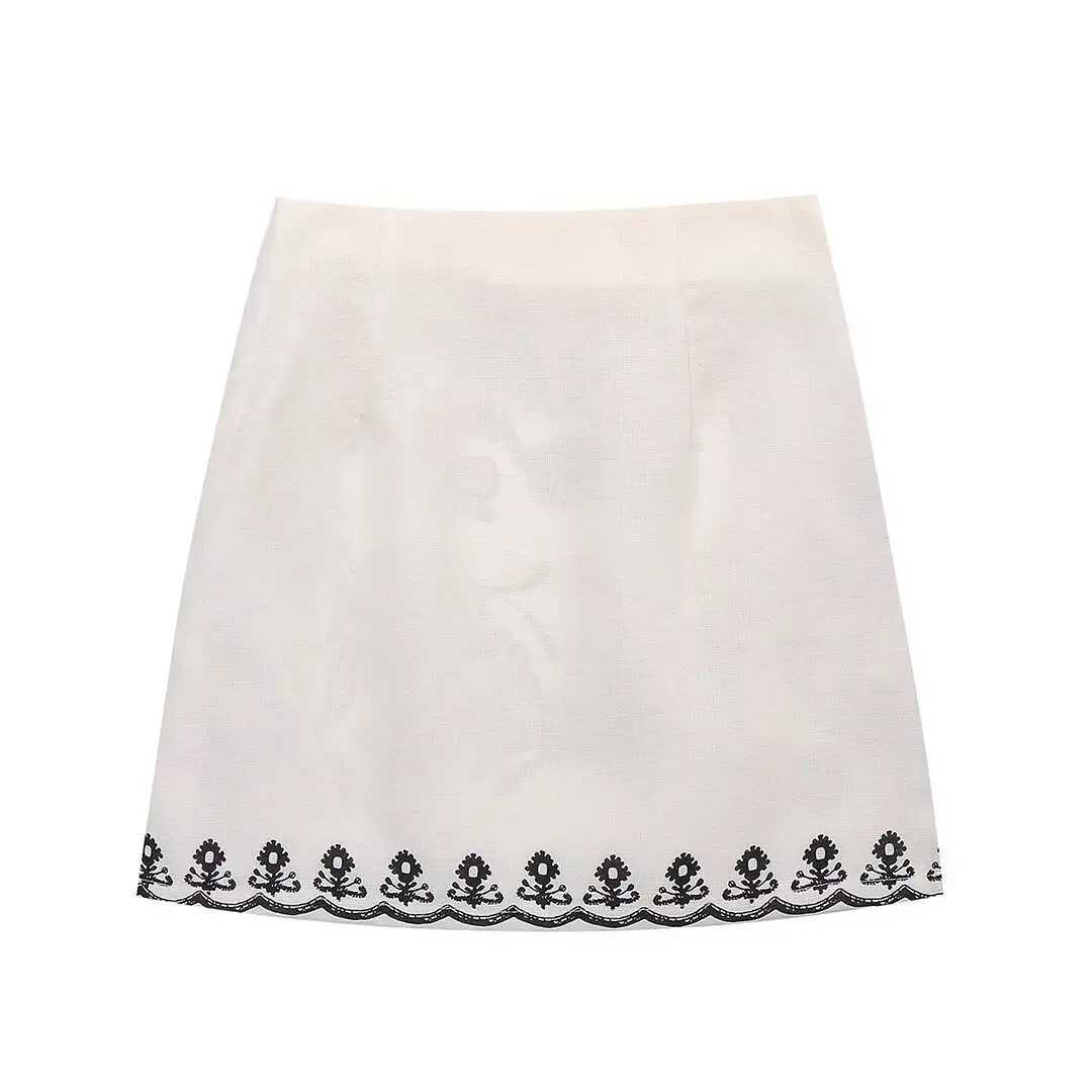 Two Piece Dress 2025 ZAR4 Summer New Womens Fashion and Stylish Versatile Linen Hanging Neck Top Half Skirt Set Y250315ZP6I
