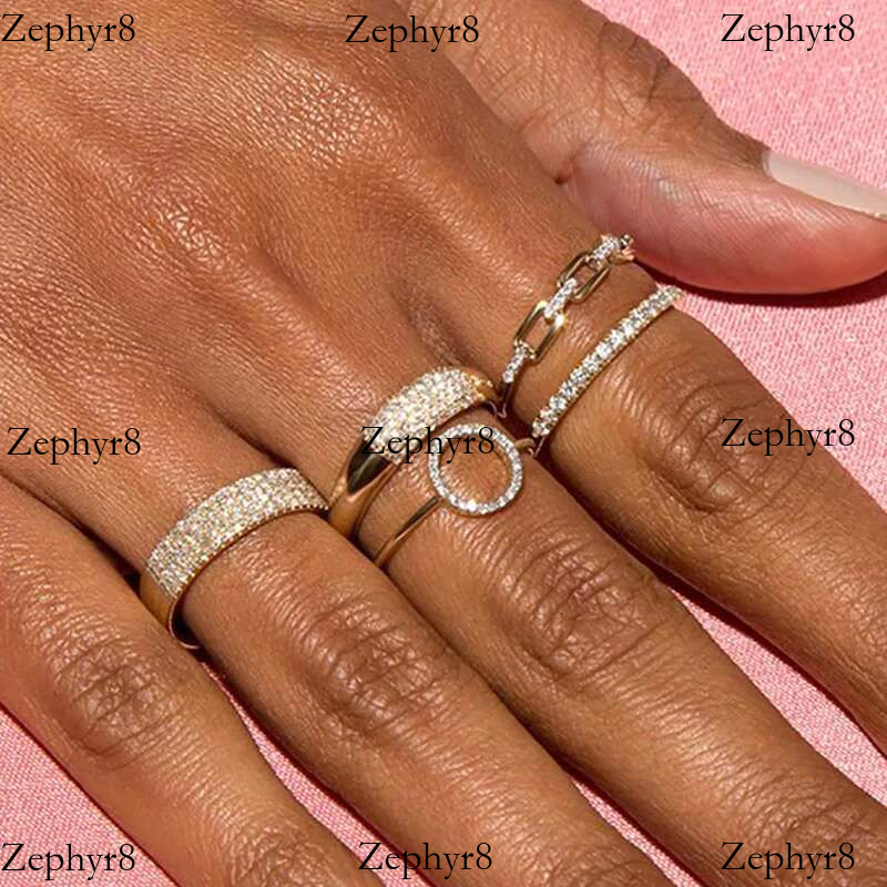 2025 New model Simple Cuban k Chain Dainty for Women Teens Gold Color Aesthetic Iced Out Zircon Stacking Matching Design Rings Jewelry