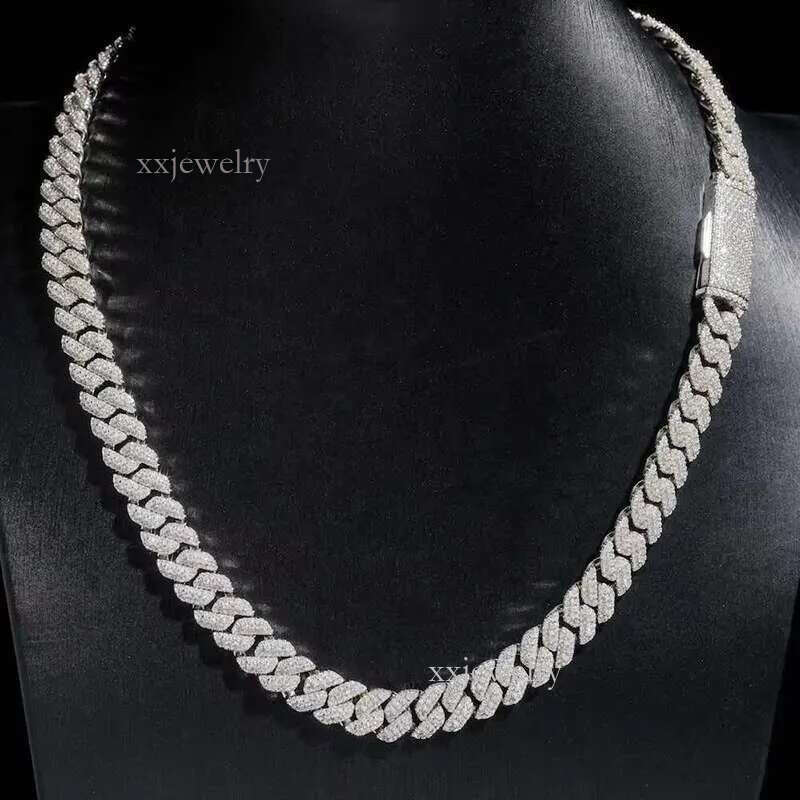 Iced Out 3rows 12mm 14mm 16mm 18mm 20mm VVS Moissanite Miami Cuban k Chain Pass Dia Tester GRA Hip Hop Sier