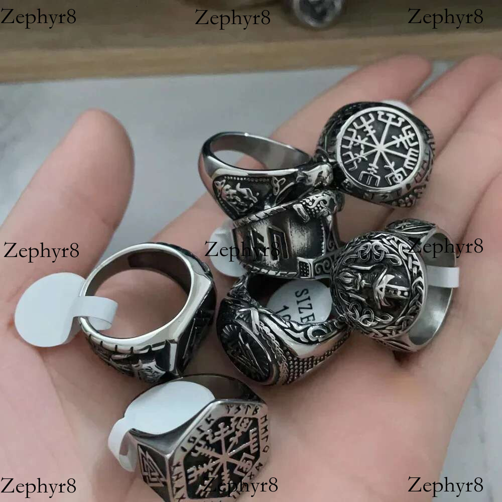 2025 New model Vintage Viking Men Rings Stainless Steel Ethnic Belief Nordic Odin Compass Tree of Life Valknut Ring Amulet Jewelry Wholesale