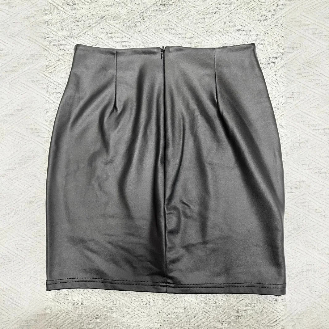 Black HighWaisted Tight PU Leather Mini Skirt Womens Elegant Bodycon Style CrossBorder Trade Ecommerce Product Wholesale 250312