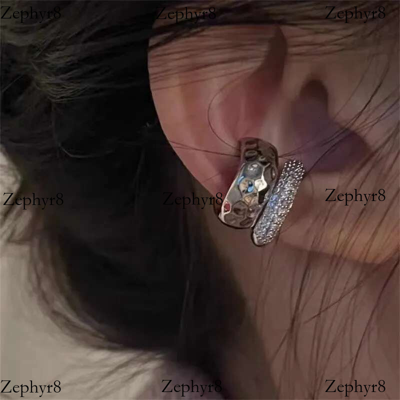 2025 New model Fashion Zircon Double-layer Cuff No Piercing Earring 2024 Trendy Punk Unique Metal Geometric Ear Clip for Women Jewelry