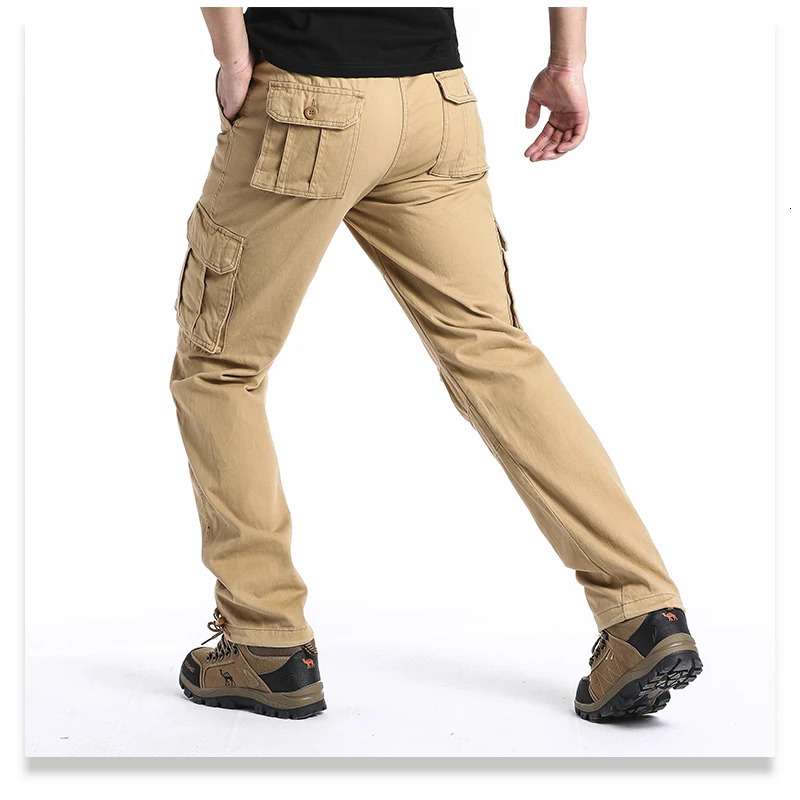 Mens pants heavyduty cotton cargo loose straight casual mens tactical hiking and jogging sports 250311