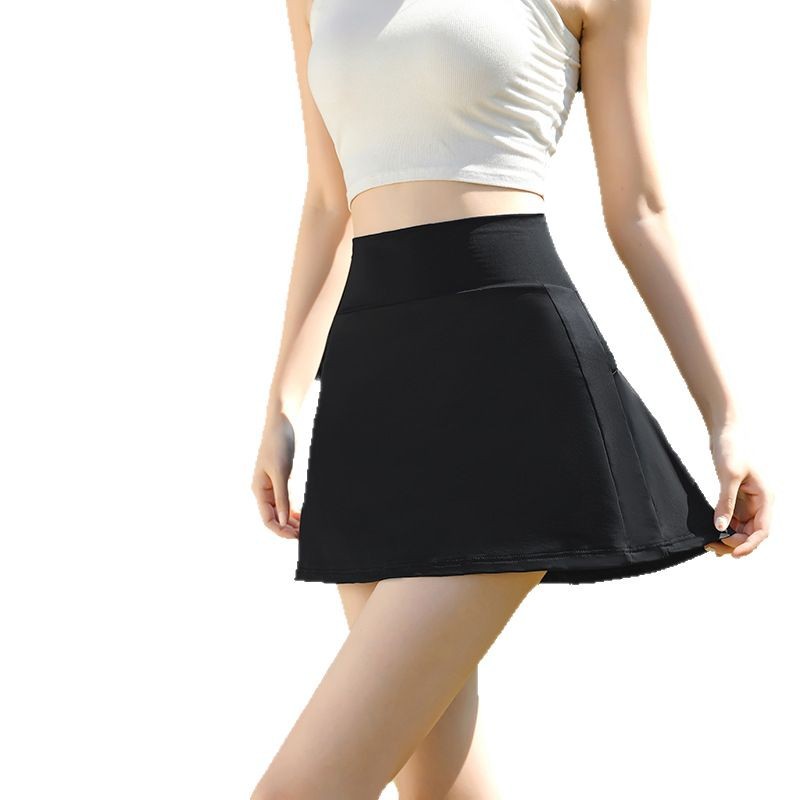 X416515 Cool short skirt summer high waist anti-walking nude skirt pants sports yoga fake two-piece quick-drying skirt