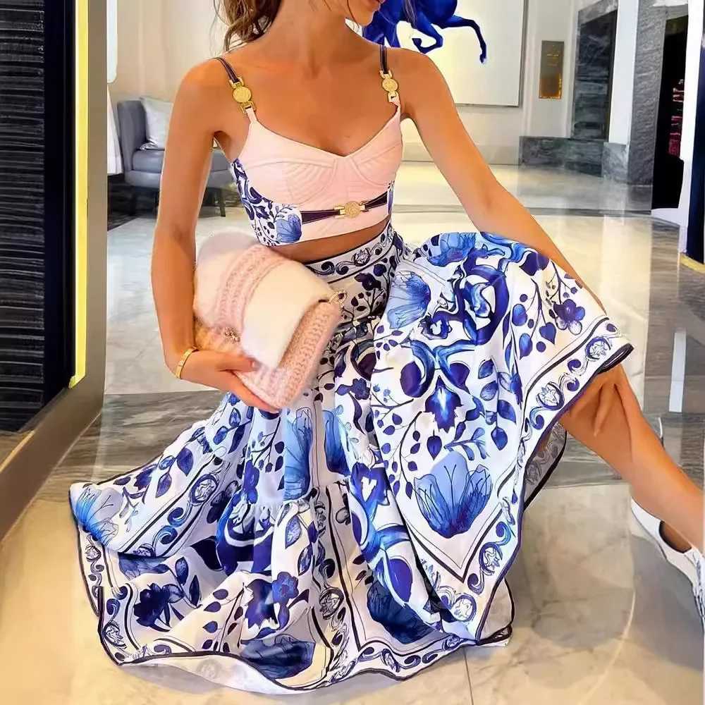 Two Piece Dress The best-selling new printing tank technology set large sports Dr 2-piece set fashionable independent station Y250315HDGK
