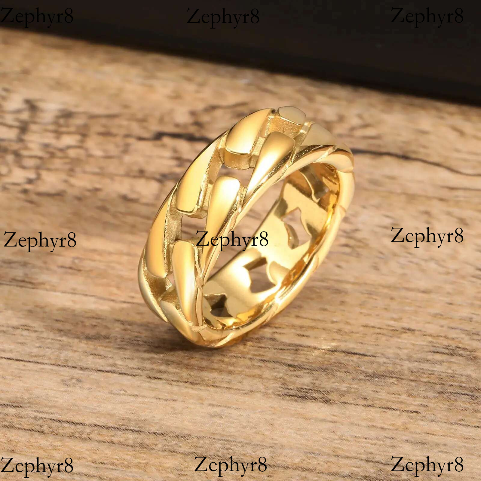 2025 New model 7MM Stainless Steel for Men Boys,Hollow Hard Curb k Chain Biker Ring Bands Ring,Stylish Jewelry Gifts