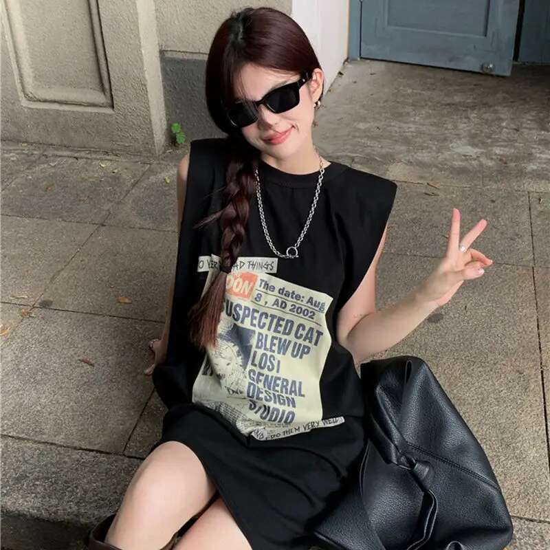 2025 New Women's Loose Daily Comfortable Designer Fashion Student Print Simple Full Match Summer Casual Korean Retro4