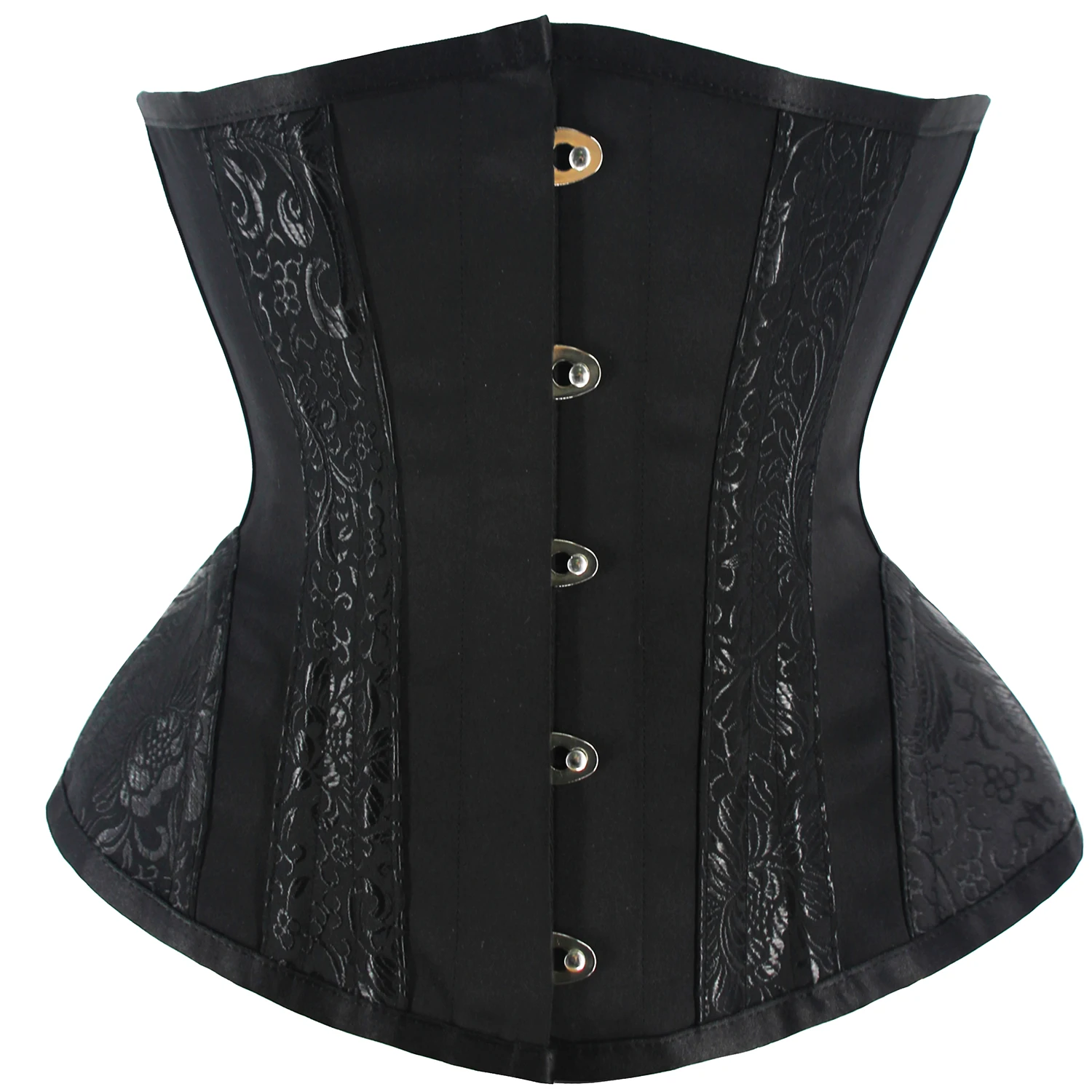 10.2 Inch Short Torso 5 Buttons Vintage Underbust Corset Women 14 steel bone dress with waistband, shaped drawstring binding