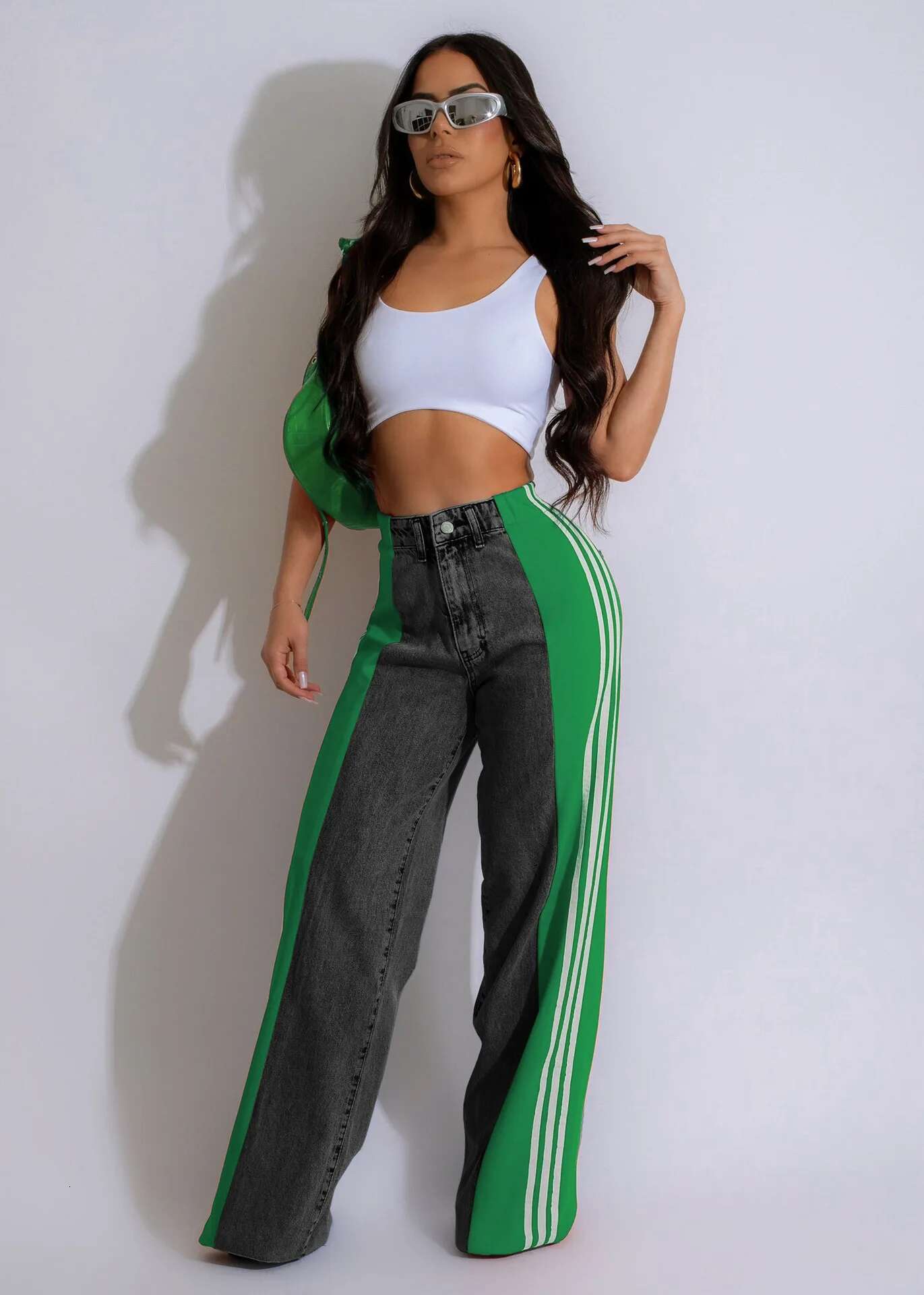 2025 new wide leg jeans work pants sexy designer women's high waisted elegant street wear denim casual straight leg pants4