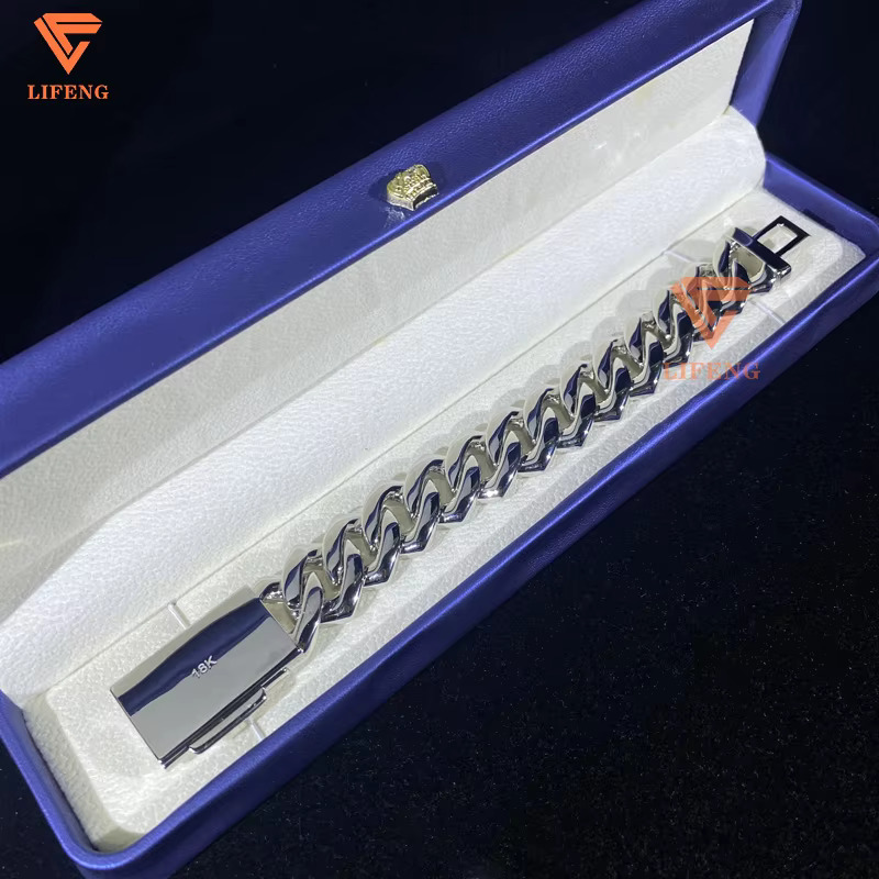 20mm Custom White Gold Bracelet Baguette Cut VVS Moissanite Diamond Hip Hop Jewelry Bracelet Iced Out Chain Men Charm Bracelet