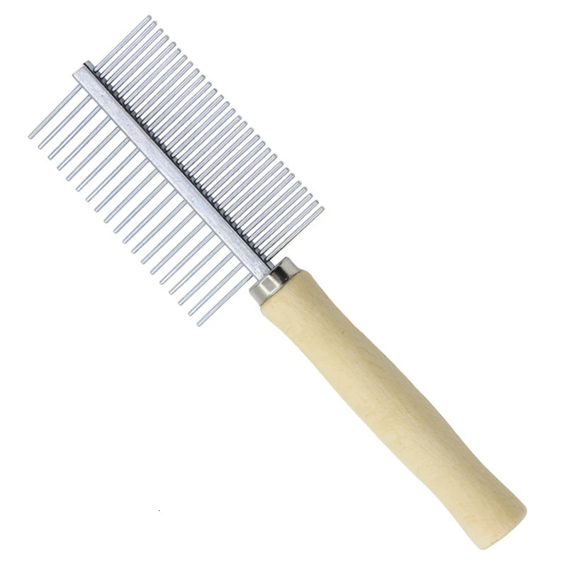 Dog Grooming Equipment Pet Hair Remover Cat Comb Wooden Handle Smooth Brush Accessories y250312
