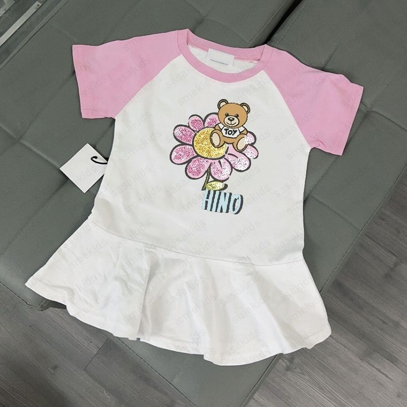 Summer new childrens cartoon dresses half sleeved girls pure cotton short sleeved dress baby pleated skirt fashion princess skirts 80-130 CSD2503177