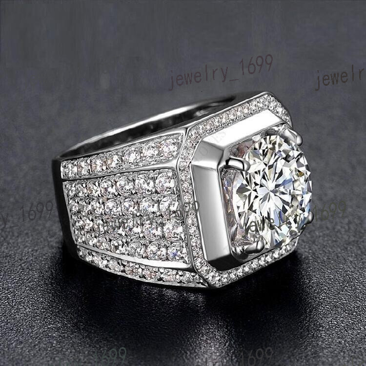 Full Moissanite Diamond Mens Ring Engagement Wedding Rings Jewelry 925 Sterling Silver Hip Hop 1/2/3/5/10 Ct Hiphop Geometric