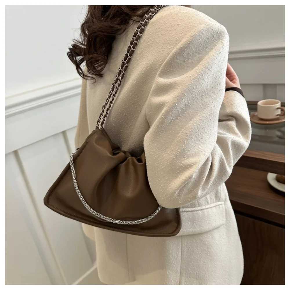 2024 Fi Shoe Bag Large Capacity Warm Fold Bag Fashion PU Leather Chain Bag Y250321