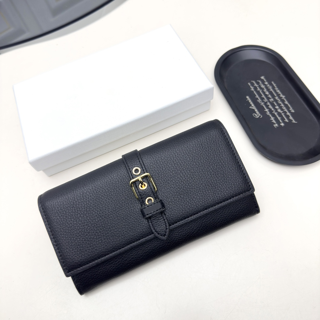 Designer folded button Wallets fashion Coin Purses Girl Wallet first layer of cowhide