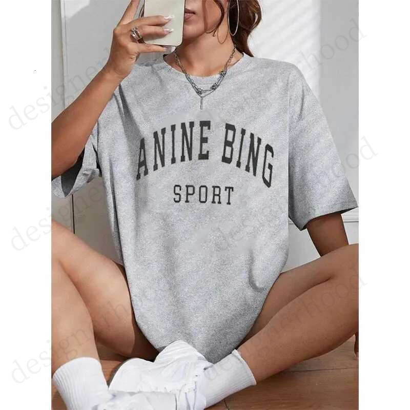Women's T-Shirt Nine Bing Womens Letter Printing TShirt Casual Round Neck Short sleeved Dress Harajuku Womens Neutral Cotton T-shirt Street Clothing Top 1e6