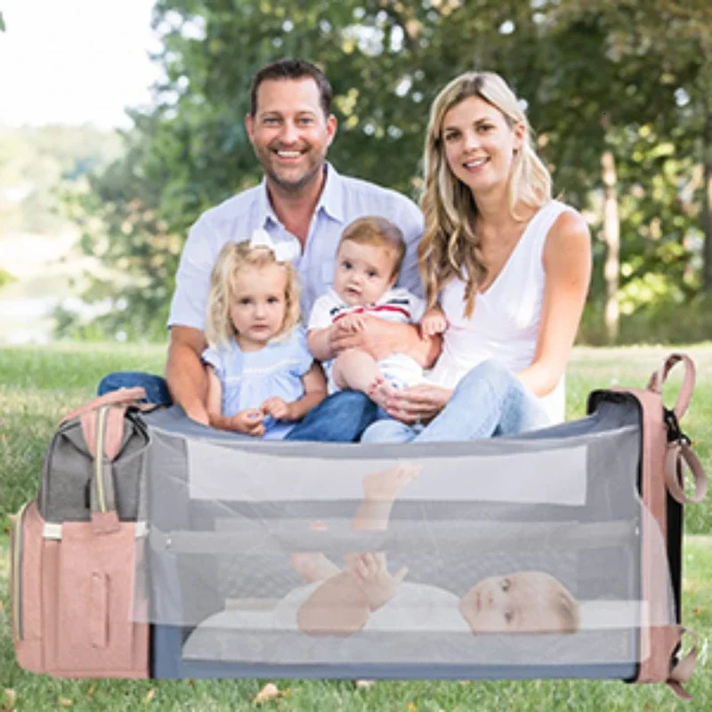 Ultimate Mommy Bag for Travel - Large-capacity Foldable Backpack with Crib Bed and Diaper Bag 250317