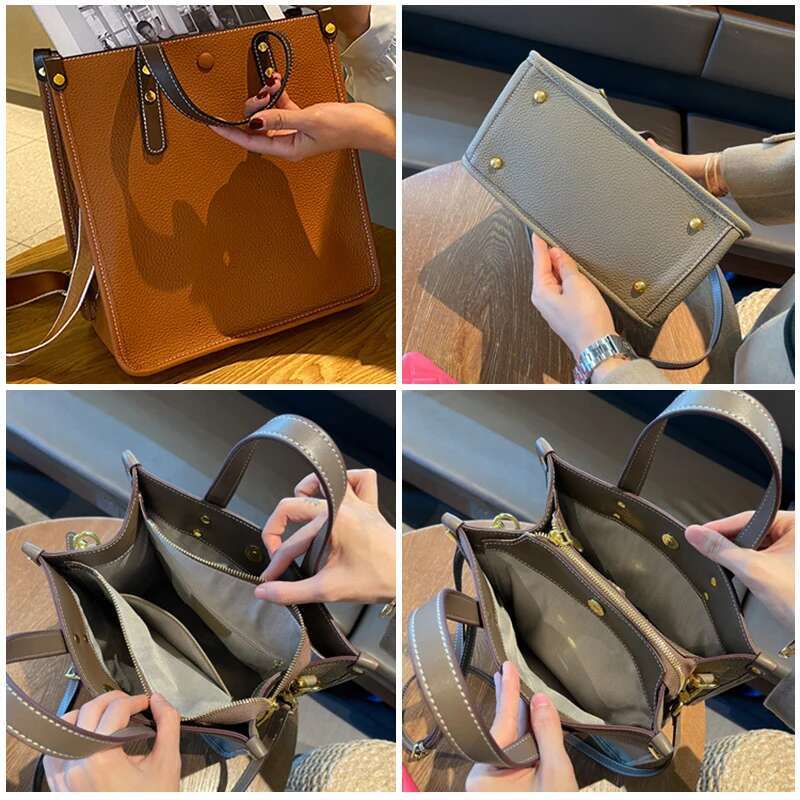 2023 New Women's Briefcase Handbag Genuine Leather Large Capacity Tote Female Business Portable Messenger Lady Shoulder Bag