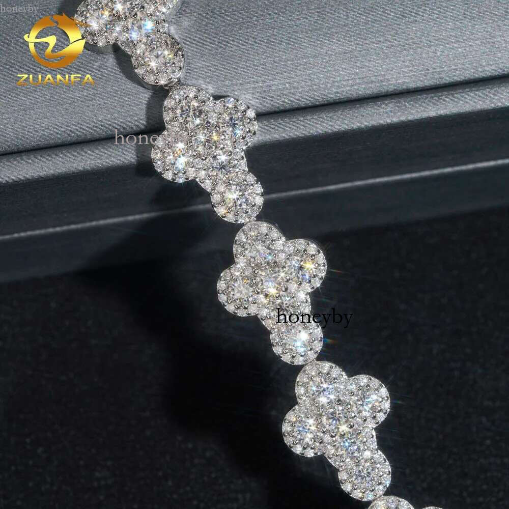 Gra Certificated Pass Tester Sier Iced Out Cluster Tennis Bracelet Moissanite Dia