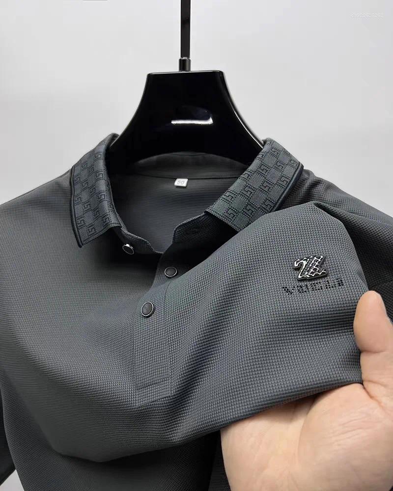 Men's Polos High End Brand Short Sleeve POLO Shirt Cool Summer Ice Silk Fashionable High-end Design Printed Breathable Casual T-shirt
