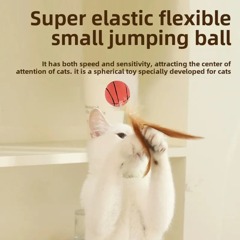 Cat Toy Feather Elastic Ball Self-playing Interactive Pet Kitten Teaser Stress Reliever Catnip Flying Bird Supplies Toys Indoor 250317