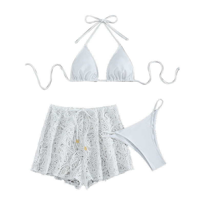 2025 Women's Beach Pants Designer Beach Outfit New Lace Up Mesh Women's Swimsuit Split Style Women's Sexy Hollow Swimming Suit Bikini C