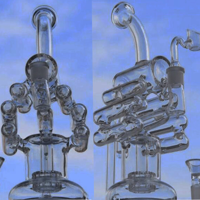 Glass Water Bongs Recycler Rig hookahs Percolator Oil Bong Smoking Glasses Water Pipes Bubbler Matrix Perc 14mm joint