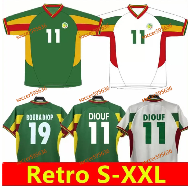 2002 2003 SENEGAL retro soccer jerseys MANE KOULIBALY GUEYE KOUYATE 02 03 O.DAF DIOP H.CAMARA KH.FADIGA DIOUF Vintage Classic football shirt Maillot de foot