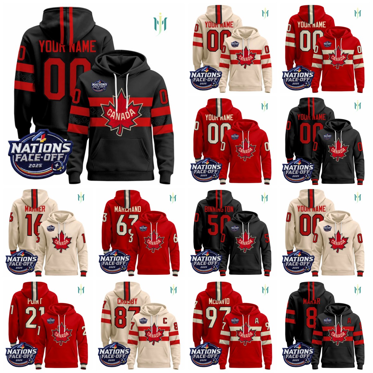 Ice Hockey Hoodie - Canada 2025 4 Nations Face-Off Style, Customizable Team Jersey