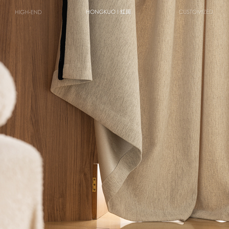 B314 Lily of the Valley antique style yarn-dyed chenille cotton and linen curtain Akihabara original weight quality black raw edge shape