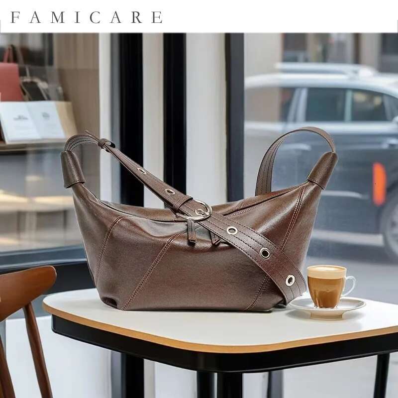 Famicare 2025 Genuine Leather Crossbody For Women Simple Dumpg Style Fashion Shoulder Bag Hobos Messenger Handbag