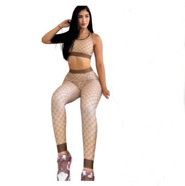 designer Tracksuits Women's Yoga Set Fashion Stripe Soft Sleeveless Tank Top Pants Fitness Sports 2-piece Sets Matching Outfits