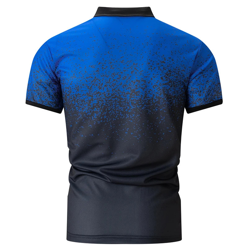 100% Polyester Men Clothes Summer Short Sleeve Fashion Gradient Color Polo Shirt Men Slim Fit Business Causal Golf Polo Shirt 250317