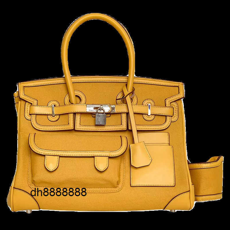 Designer Handbags Cargo Bag Womens Handbags 35cm French Luxury Cargo35 Platinum Bag Genuine Leather Canvas Workplace Handbag Large Capacity Womens One Shou FZX0