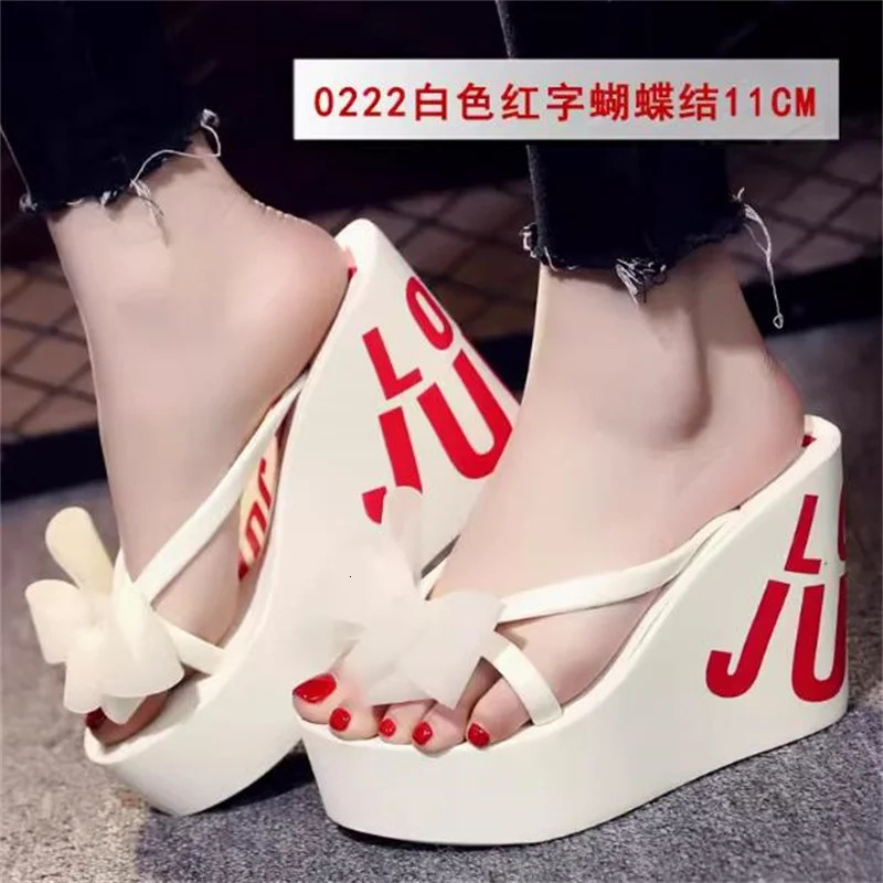 Platform Wedges Sandals Wedges Flip Flops High Heel Sandals Slippers White Beach Sandals Bohemia Flip Flops Pink size 32--43 250314