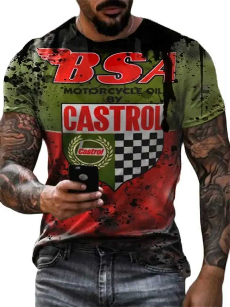 2023 mens T-shirt 3D retro printed short sleeved top retro oil mens motorcycle T-shirt casual oversized T-shirt W250317