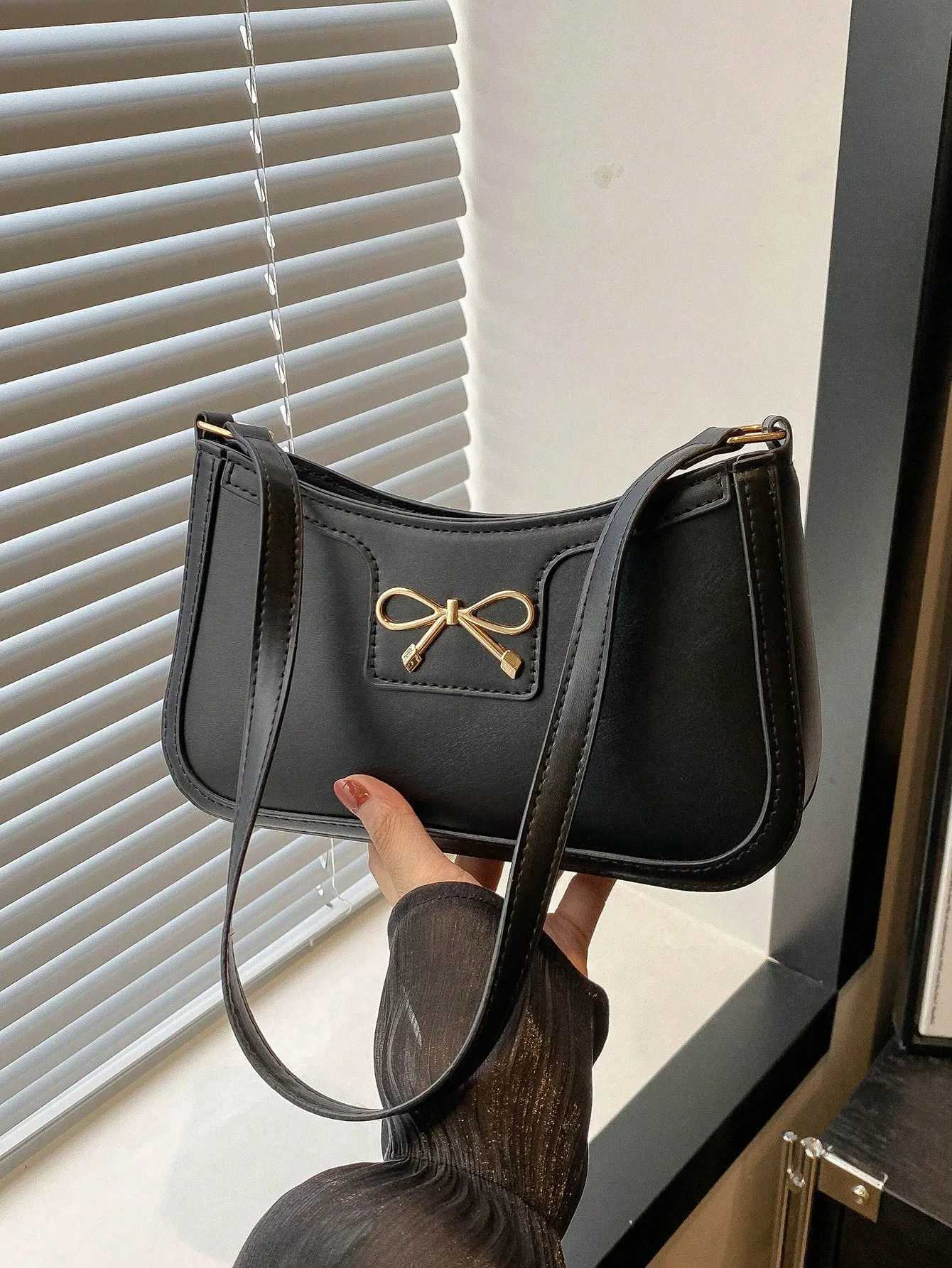 Warm handbag new autumn/winter Cmuting Shoulder armpit bag Korean Fi cross body bag with bow decoration Y250321