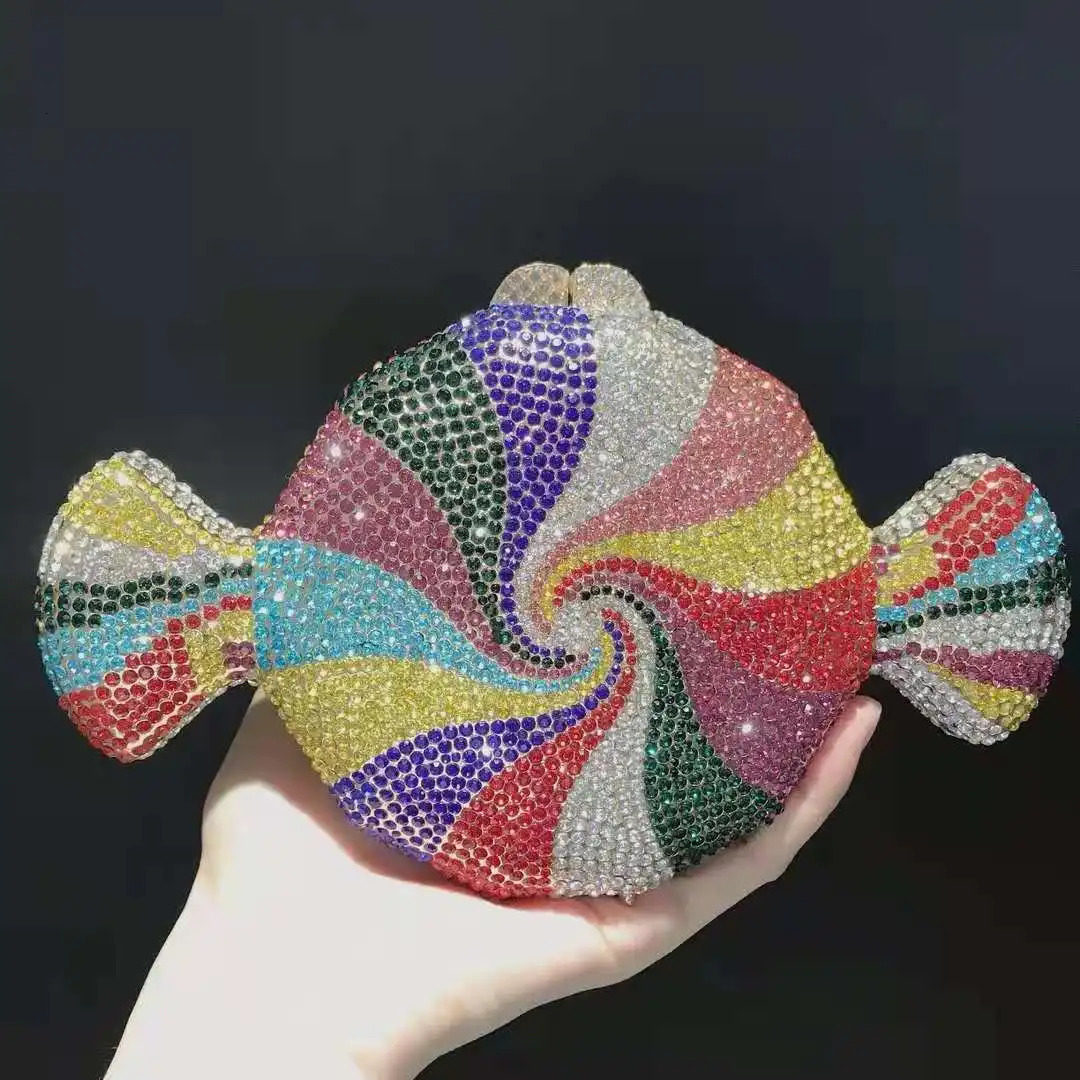 XIYUAN Candy Shape Crystal Clutches Women Rhinestone Clutch Bags Party Purse Multicolored Diamond Prom Phone Shoulder Handbags 250313
