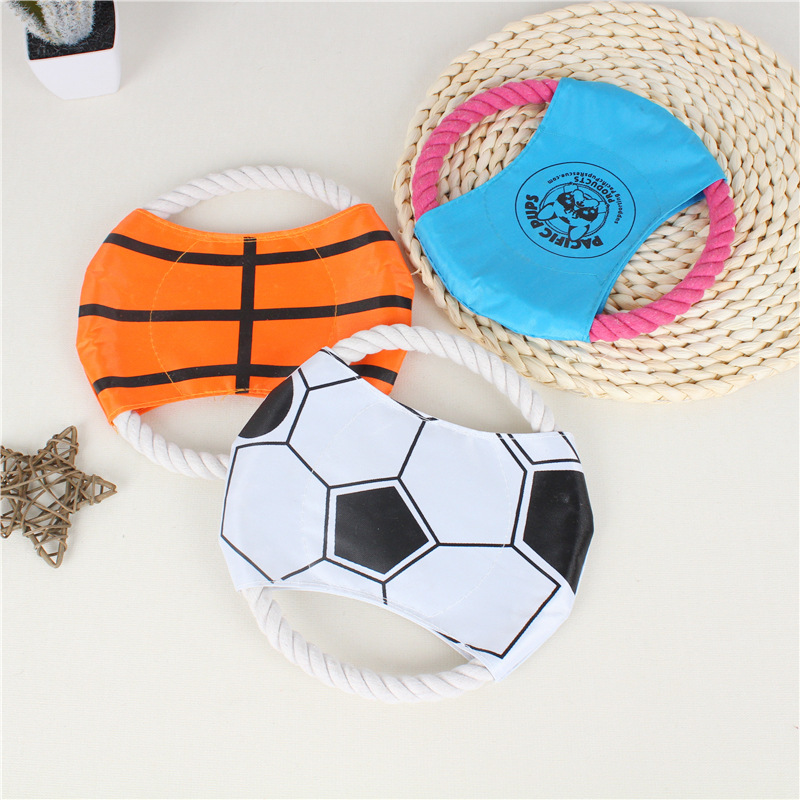 Pet teething training cotton rope dog frisbee pet toys flying discs