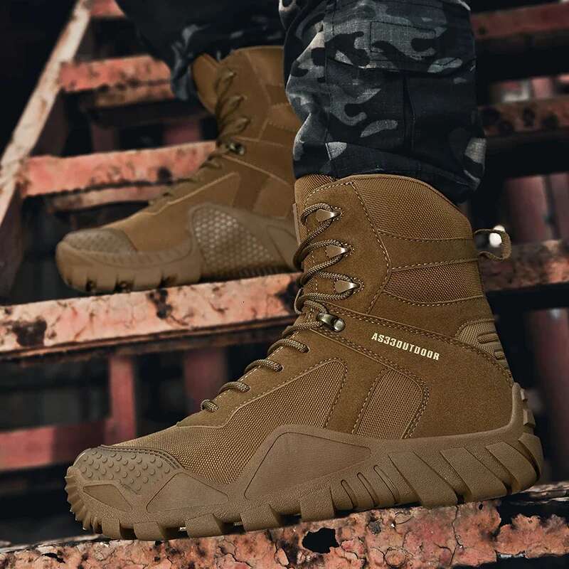 New Men Tactical Boots Lace Up Waterproof Climbing Hiking Shoes Motorcycle Training Army High Quality Hunting Unisex Desert Boot