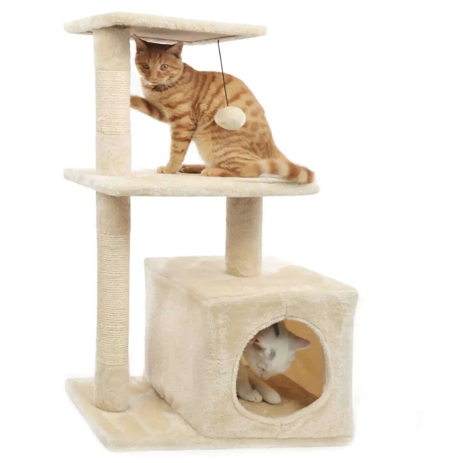 Cat Furniture Scratchers Hot Sale And High Quality Manufacturer Plush Cat Tree Large Climbing Frame Scratcher Components Wood Cat Tree House Tower