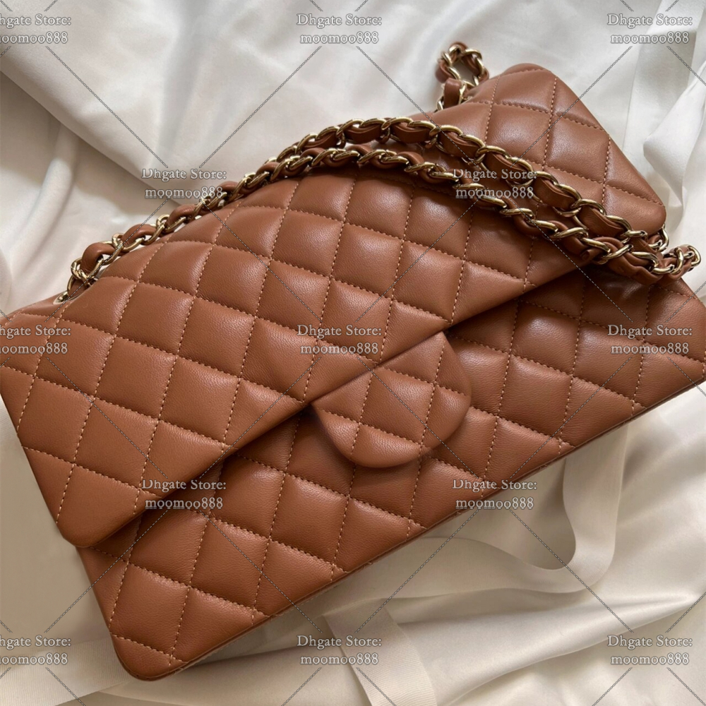 Designer Classic Flap Handbags Medium 25cm Crossbody Chain Bags for Women Luxury Quilted Bag Genuine Leather Purse Shoulder Bag with Box