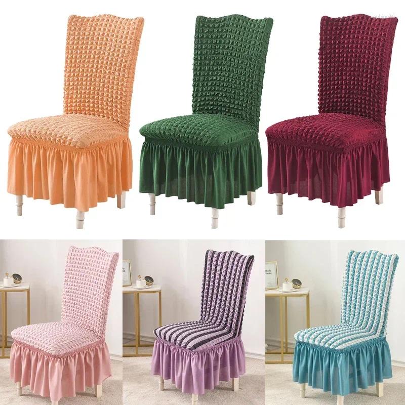 Chair Covers Thickened Three-dimensional Seersucker Solid Color Cover Lace El Banquet Household All-inclusive Stretch Conjoined