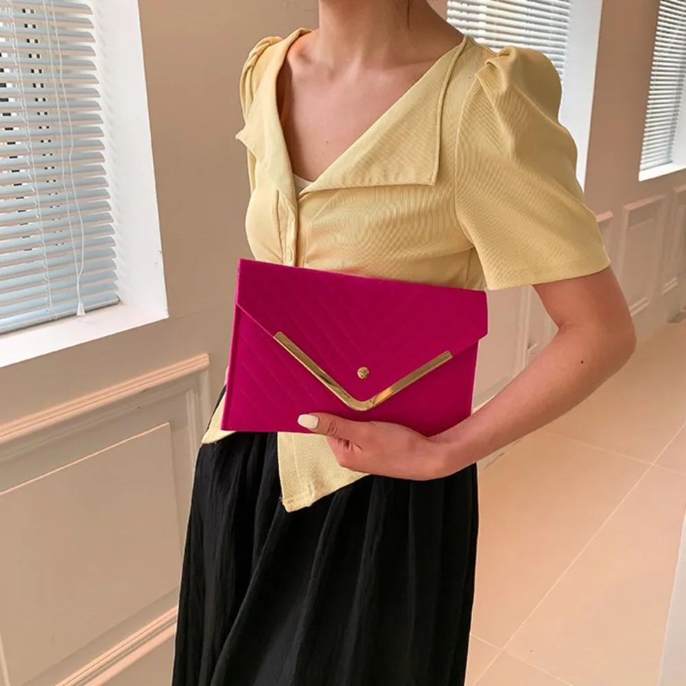Trendy Evening Clutch Solid Felt Envelope Bags Casual Minimalism Handbag Business Womens Bag