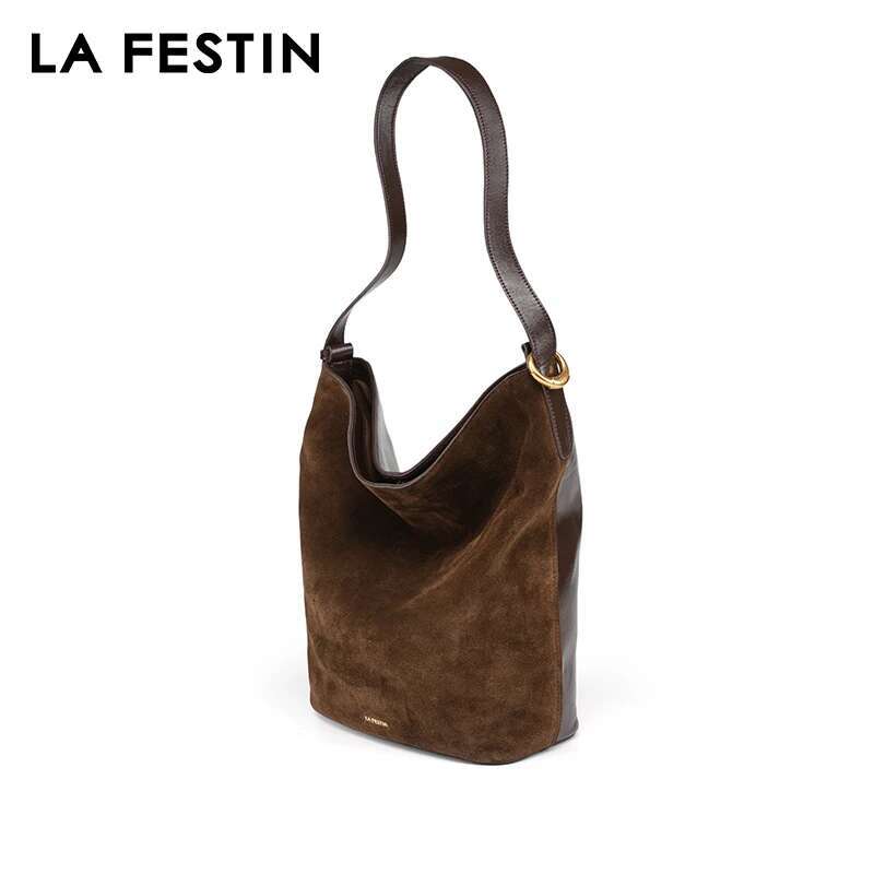 LA FESTIN Original Brand Suede Designer Bucket Shoulder Crossbody Bag Handbag Women Autumn And Winter Bags