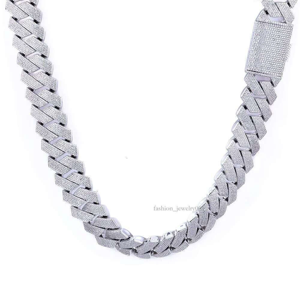 moissanite chain cuban k necklace 25mm 6 row full dia ice out vvs pass dias tester stainless steel plating hiphop men's jewelry bracelet