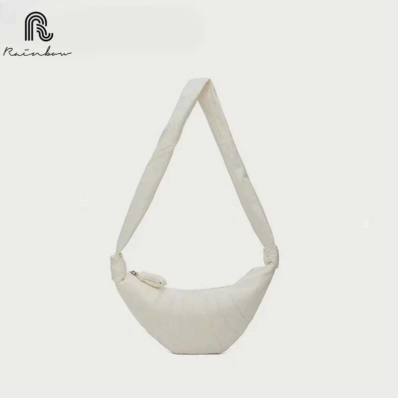 New Retro sheepskin Dumpling French Croissant Fashion Horn Bag chest bag Trendy Niche Net Handheld Wen Large capacity Z250317