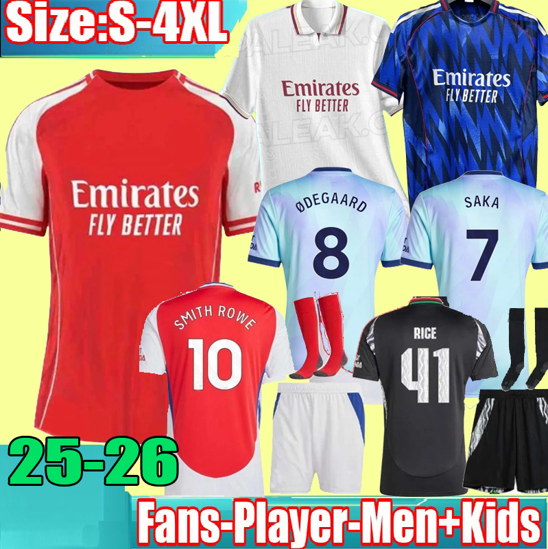 S-4XL 25 26 ODEGAARD HAVERTZ RICE SAKA soccer jerseys Fans Player version 2025 2026 football shirt Men Kids sets arsenalfootball kits 24 25 arsenaljersey