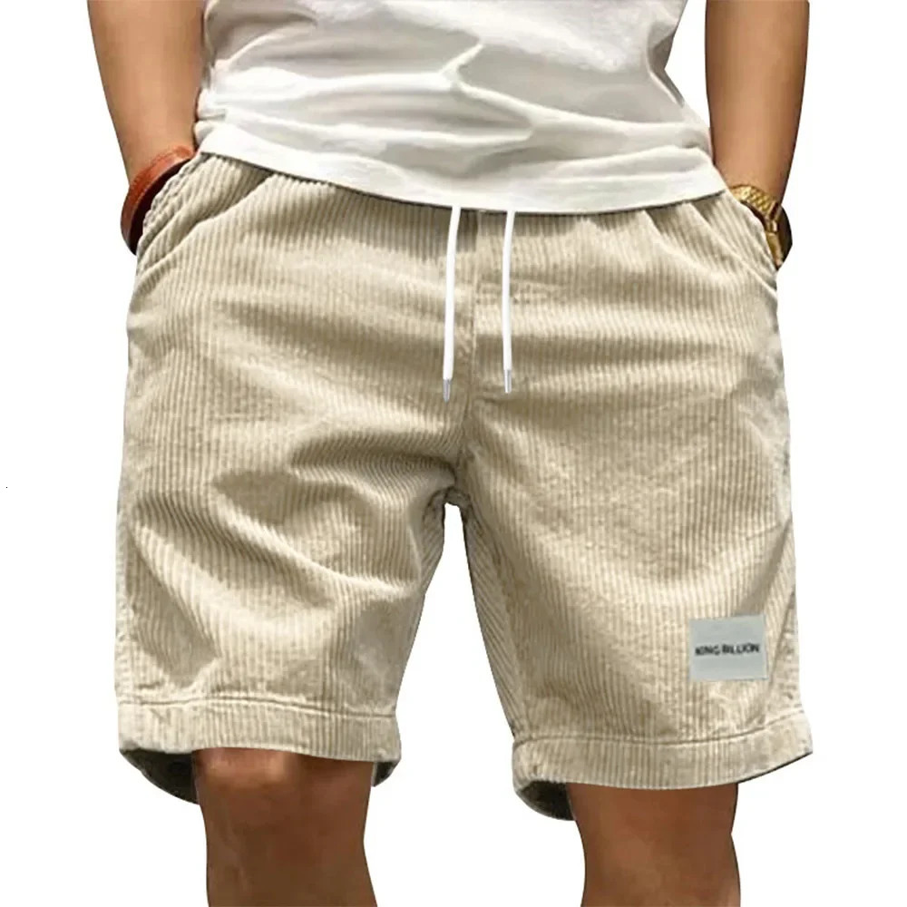 Vintage Cargo Shorts Mens Summer Trendy Retro Corduroy Short Pants Mens Casual Solid Color Shorts Sports Breathable Sweatpants 250317